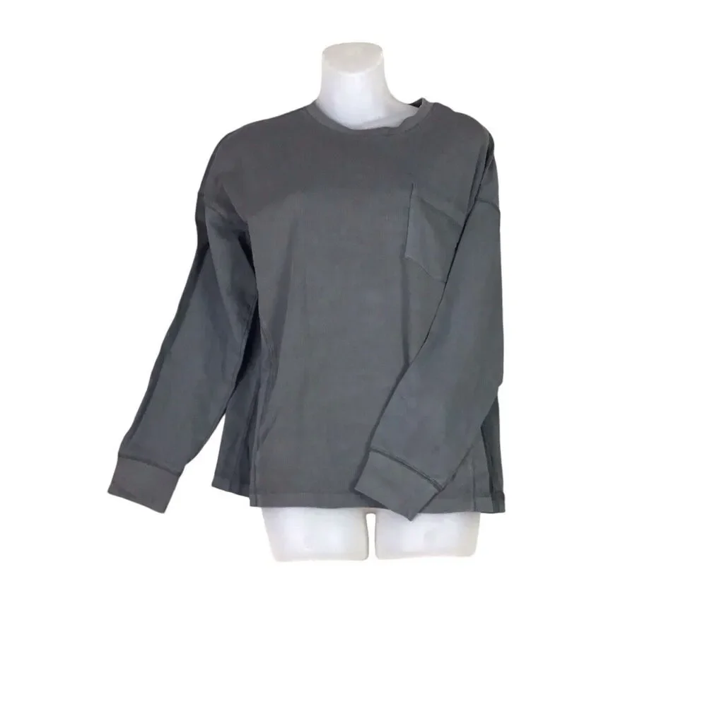 Wild Fable Womens Size M Pullover Sweatshirt Dark Gray Long Sleeve Crew Pocket - Picture 9 of 13